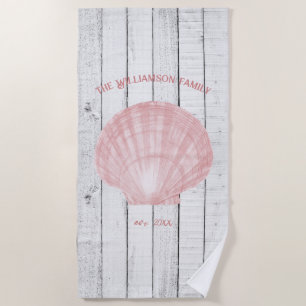 Serviette de plage Pink Vintage Scallop Shell