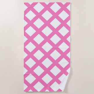 Serviette De Plage Pink White Checker Diamond Pattern