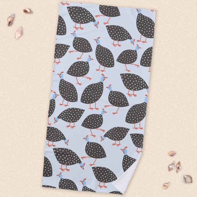 Serviette De Plage Pintade Motif de poulet mignon (Fun Guineafowl bird pattern beach towel)