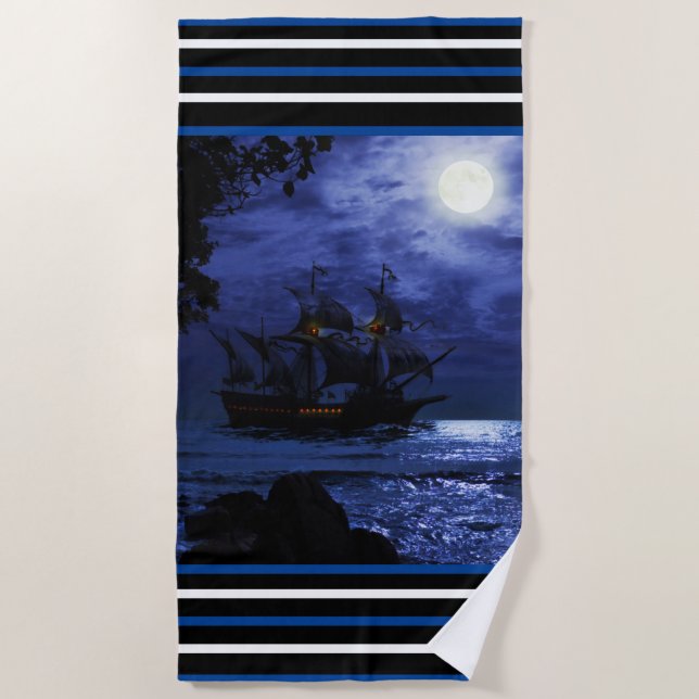 Serviette De Plage Pirates au clair de lune Navire Beach Towne (Devant)