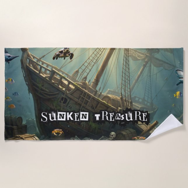 Serviette De Plage Pirates et navires (Devant)