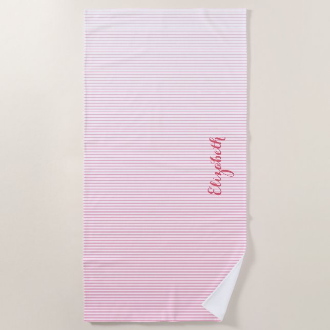 Serviette De Plage Piscine Monogramme Chic Rose Moderne (Devant)