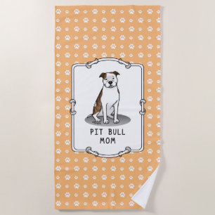 Serviette De Plage Pit Bull Maman (lt brindle white 3) Chien Maman