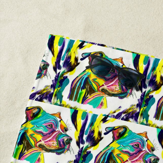 Serviette De Plage Pitbull Love Beach Towel (En situation)