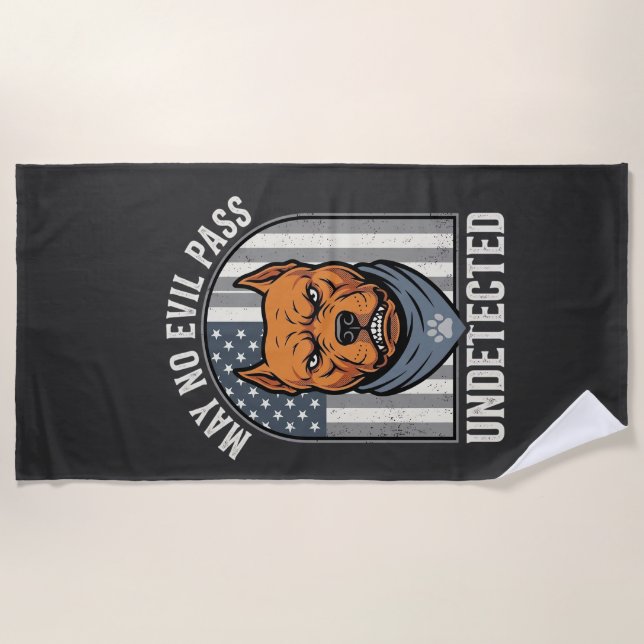 Serviette De Plage Pitbull Patriotique Chien de Garde (Devant)