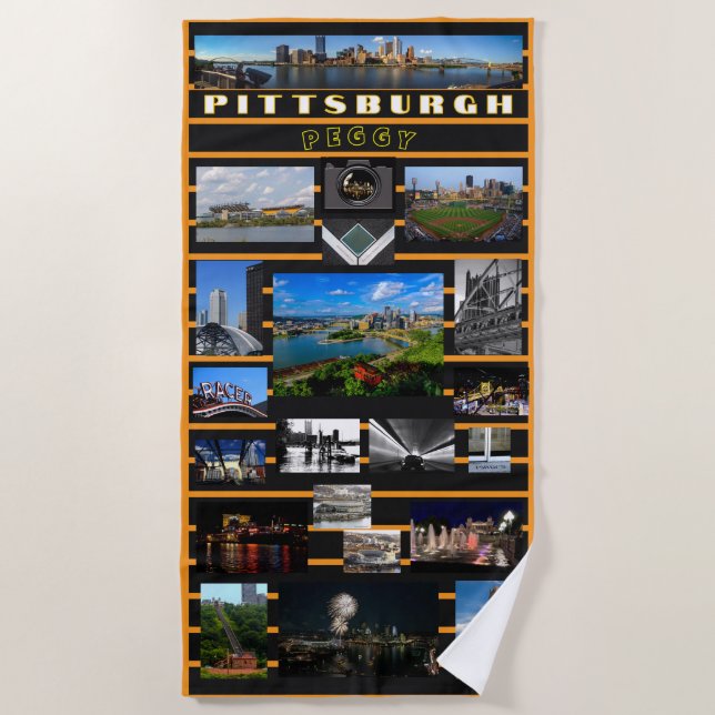 Serviette de plage Pittsburgh Photos PERSONNALISER (Devant)