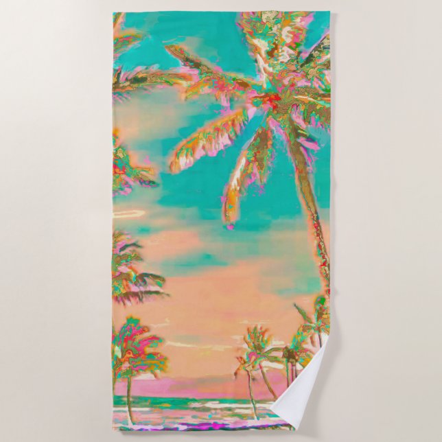 Serviette De Plage PixDezines Vintage Hawaiian Beach/Turquoise (Devant)