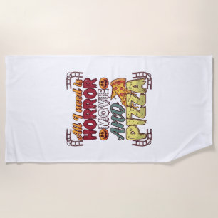 Serviette De Plage Pizza Film d'Horreur Halloween Citrouille Crâne Tr