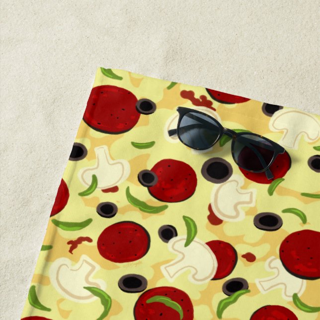 Serviette De Plage Pizza Topping (En situation)