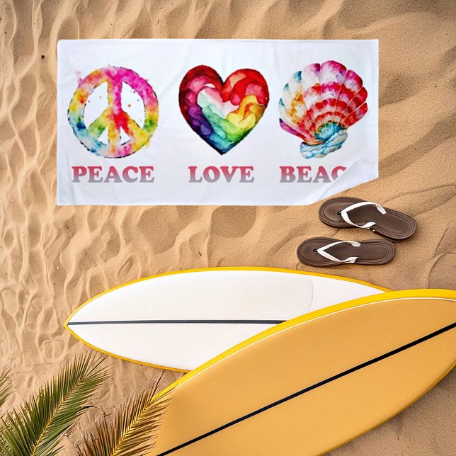 Serviette De Plage Plage Amour Paix (Créateur téléchargé)
