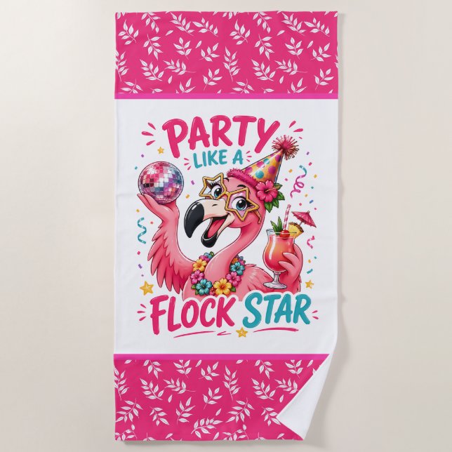 Serviette De Plage Plage amusante flamant rose plage  (Devant)