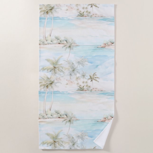 Serviette De Plage Plage aux palmiers de l'île tropicale (Devant)