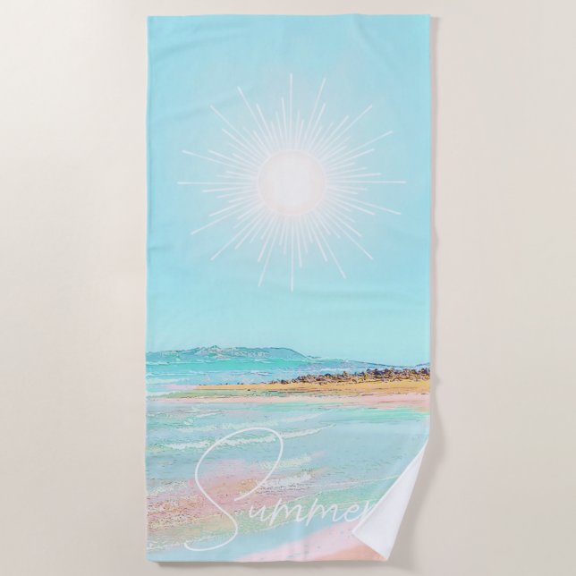 Serviette De Plage Plage colorée Côte Été (Devant)