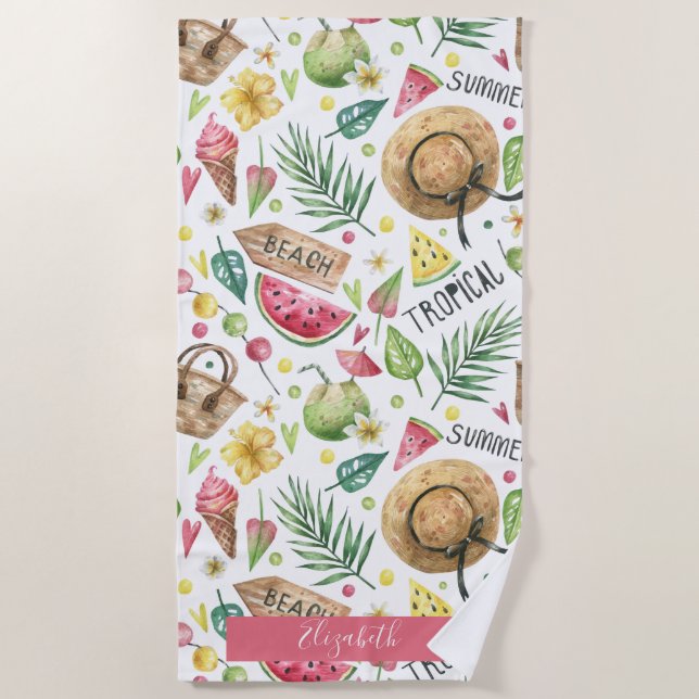 Serviette De Plage Plage colorée Fille Relax (Devant)