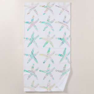 Serviette De Plage Plage côtière de Starfish Multicolore Turquoise Bl
