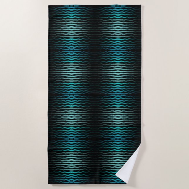 Serviette De Plage Plage Côtière Salée Turquoise Vagues Art Abstrait  (Devant)
