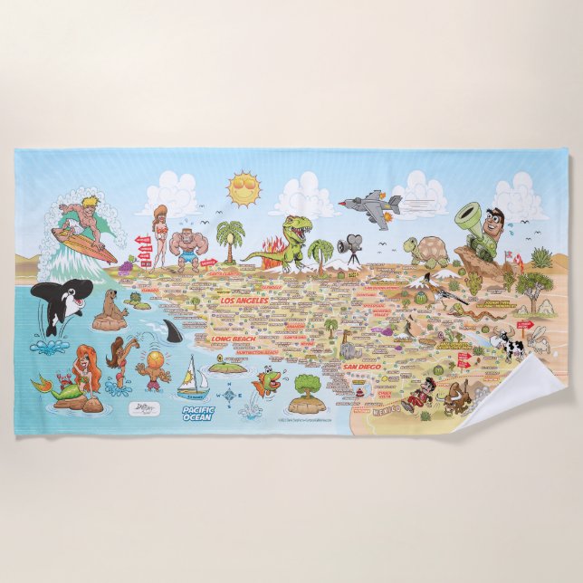 Serviette De Plage Plage de Californie du Sud (Devant)