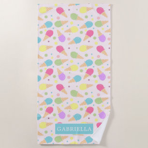 Serviette De Plage Plage de cônes de crème glacée personnalisée