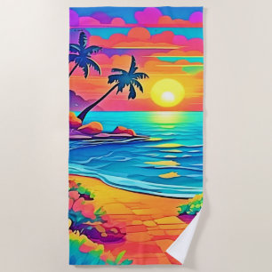 Serviette De Plage Plage de coucher de soleil tropicale