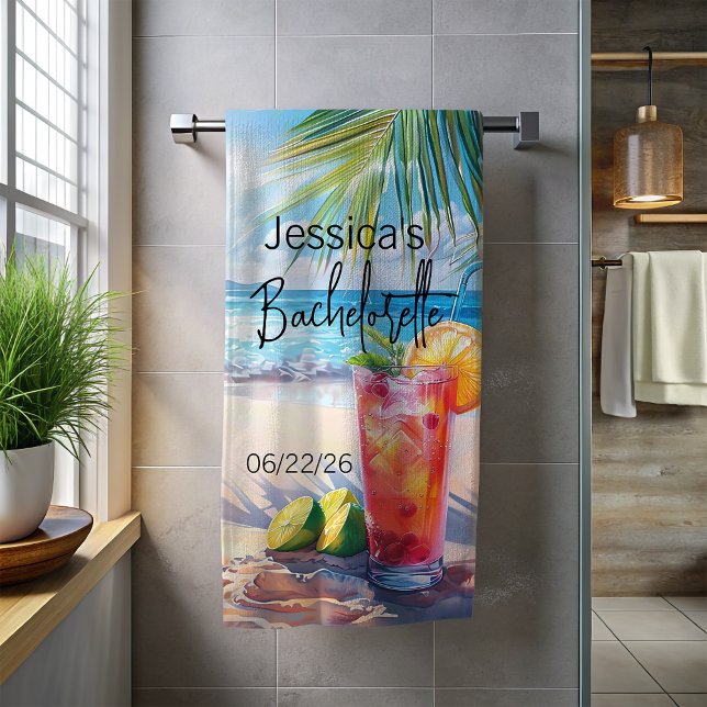 Serviette De Plage Plage de jeune fille à l'honneur Monogram Cocktail (Créateur téléchargé)