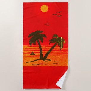 Serviette De Plage Plage de palmiers ! Orange Beach Towel