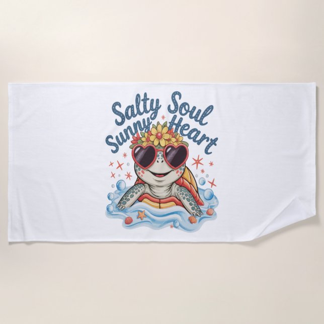 Serviette De Plage Plage d'été de Tortue Florale (Devant)