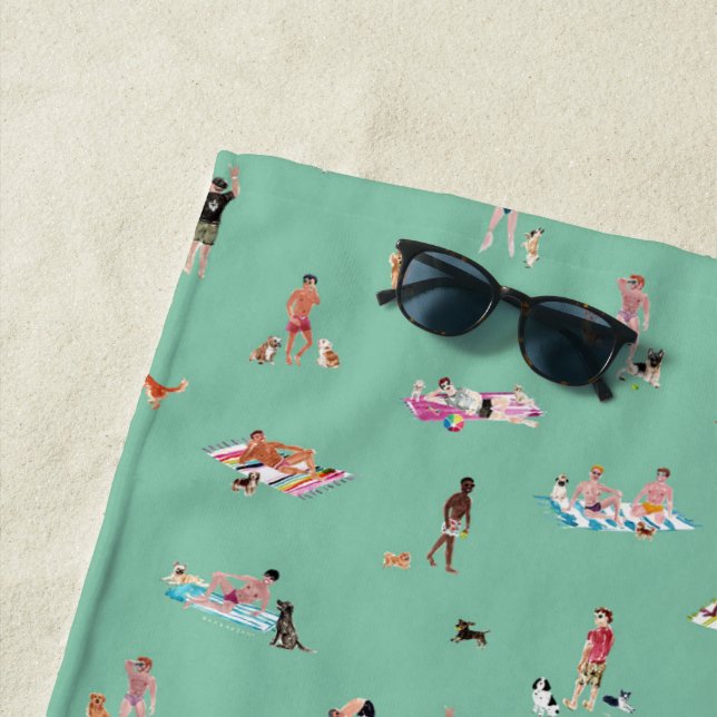 Serviette De Plage Plage DUDES et CHIENS Menthe (En situation)