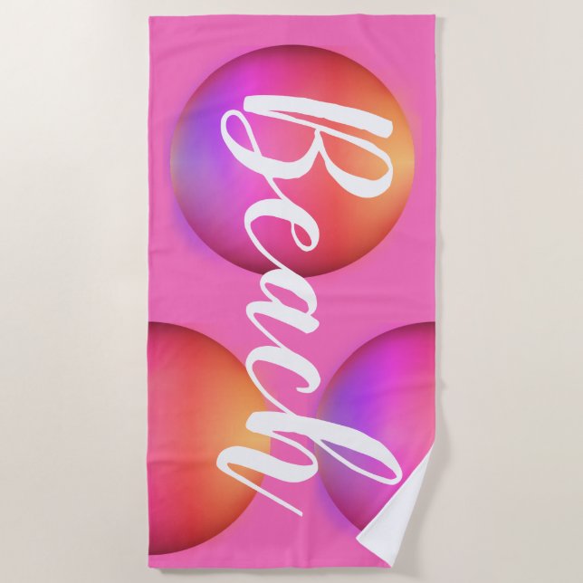 Serviette De Plage Plage Hot Rose Orange Ombre (Devant)