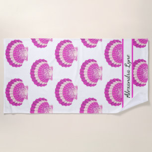 Serviette De Plage Plage moderne Nautique Coquillage rose Shell
