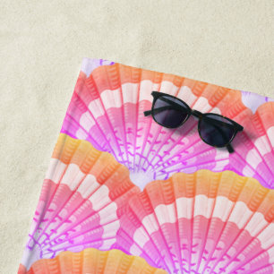 Serviette De Plage Plage moderne Peach Tropical Seashell Shell Beach
