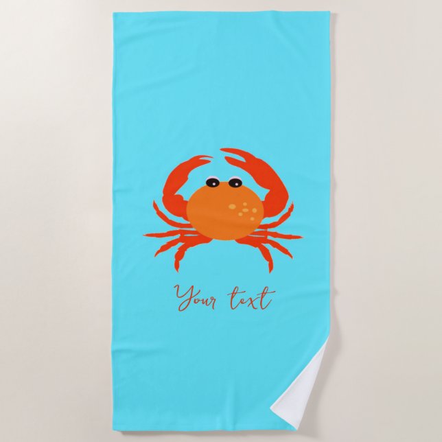 Serviette De Plage Plage personnalisée de crabe simple et propre (Devant)