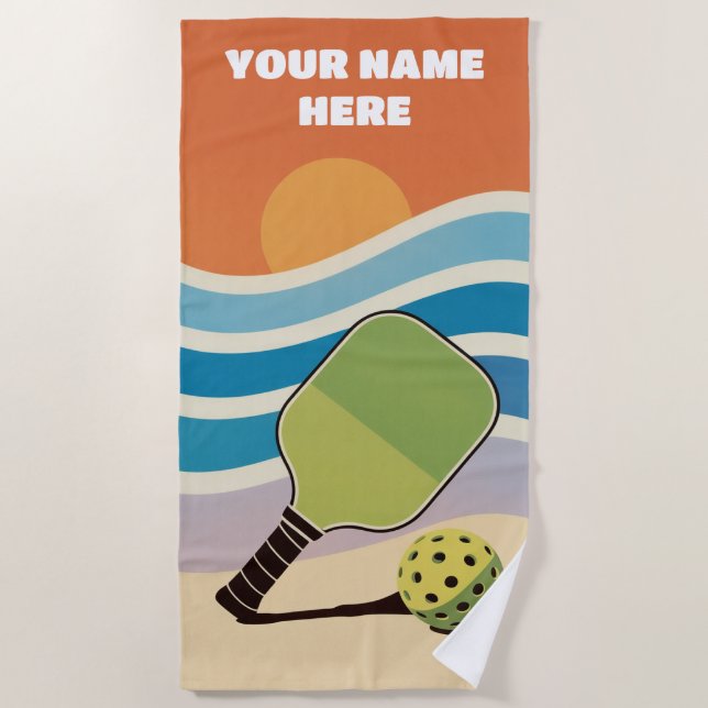 Serviette De Plage Plage Personnalisée De Pickleball Et Sunset (Devant)