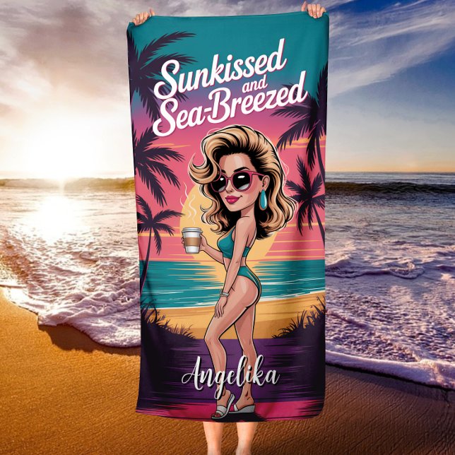 Serviette De Plage Plage Tropicale Brisée par le Soleil (Créateur téléchargé)