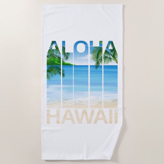 Serviette De Plage Plage tropicale des îles Aloha Hawaii (Devant)