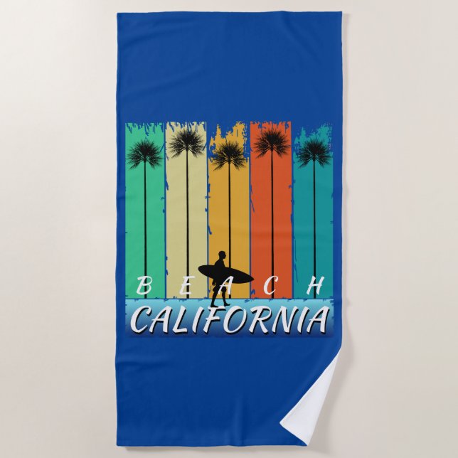 Serviette De Plage PLAGE vintage CALIFORNIE PALMIERS (Devant)
