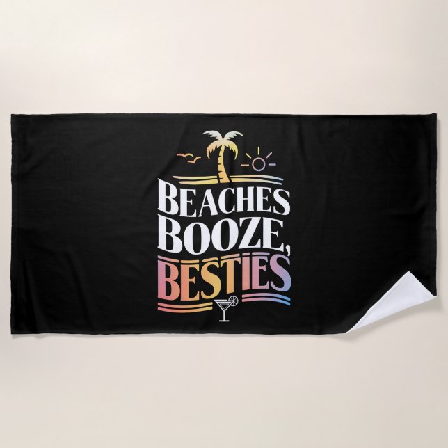 Serviette De Plage Plages Alcool & Meilleures Amies Arbre de Coco Été (Devant)