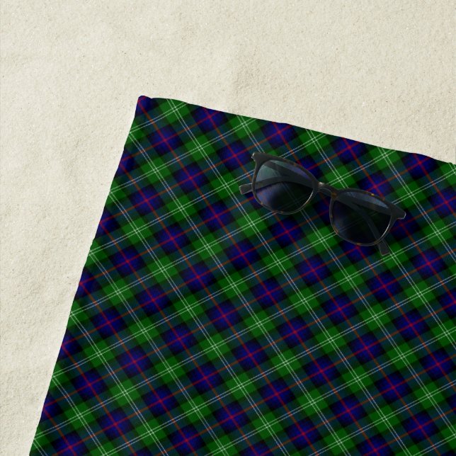 Serviette De Plage plaid bleu vert de tartan du sud (En situation)
