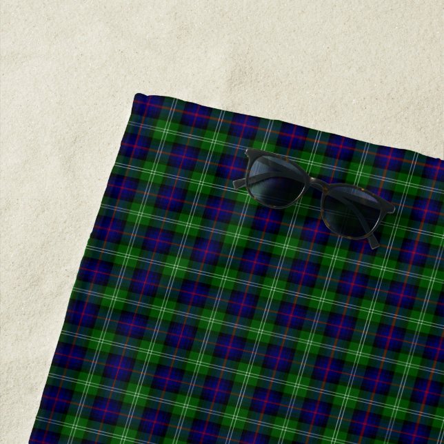 Serviette De Plage plaid bleu vert de tartan du sud (En situation)