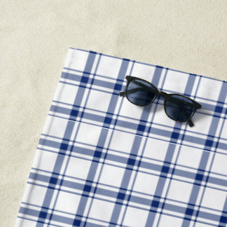 Serviette De Plage Plaid Nautique Bleu et Blanc