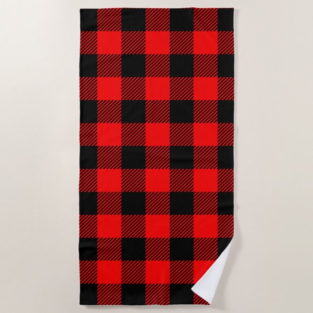 Serviette De Plage Plaid rouge et noir de contrôle de Buffalo de (Devant)