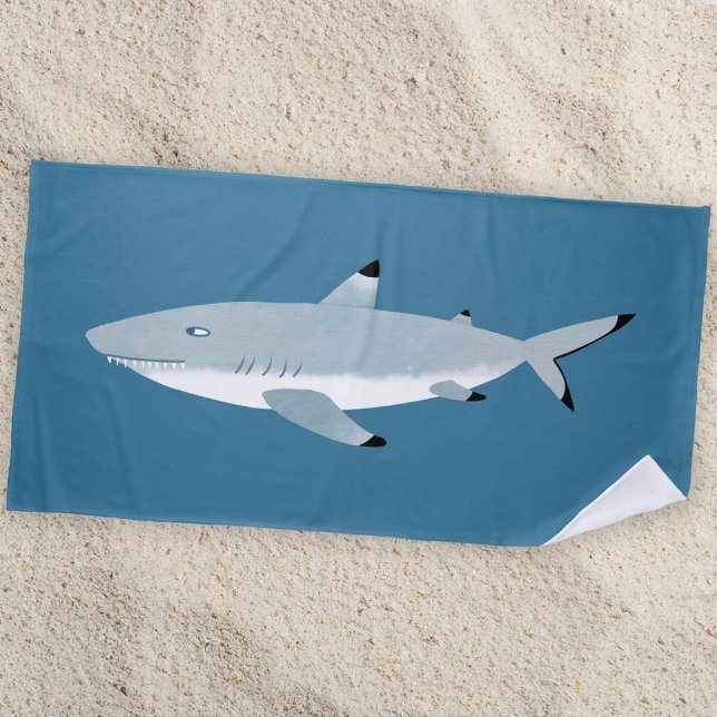 Serviette De Plage Plaisant requin noir pointu de récif (Fun Black Tipped Reef Shark nautical beach towel for wildlife lovers.  Eek!)