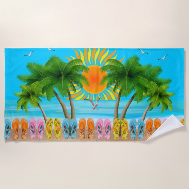 Serviette De Plage Plaisir de la plage en été (Devant)
