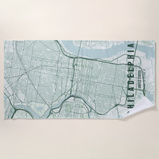 Serviette De Plage Plan de la ville de Philadelphie aux États-Unis, d