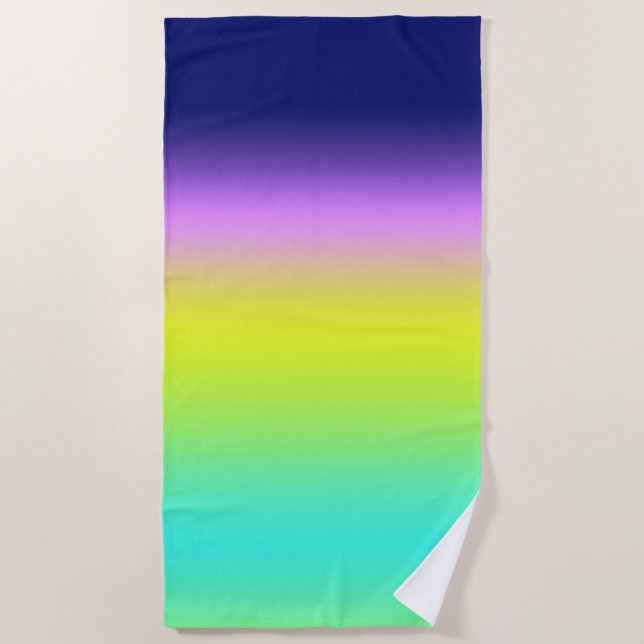 Serviette De Plage Planche de couleurs d'été Ombre violet jaune vert  (Devant)