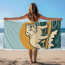 Planche de surf rétro Surfer Dog Bulldog graphique