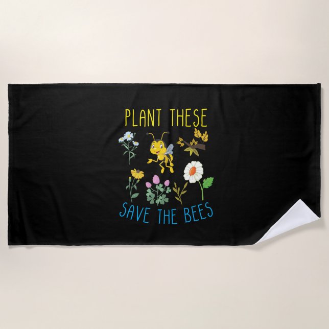 Serviette De Plage Plante D'Abeille Ces Sauvent Les Abeilles (Devant)