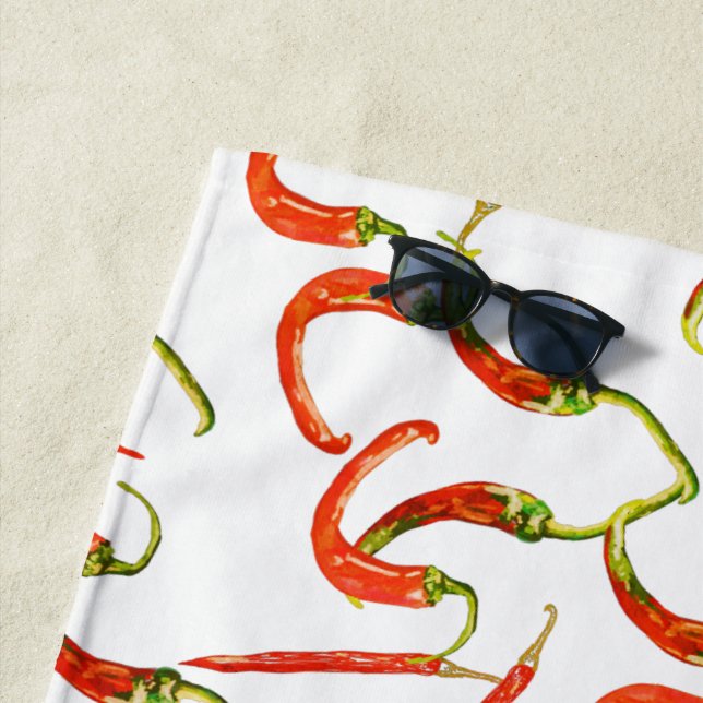 Serviette De Plage Plantes Red Chili Peppers (En situation)
