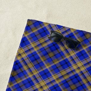 Serviette De Plage Plaque de tartan bleu et jaune