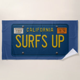 Serviette De Plage Plaque d'immatriculation Rétro 1969 California Sur