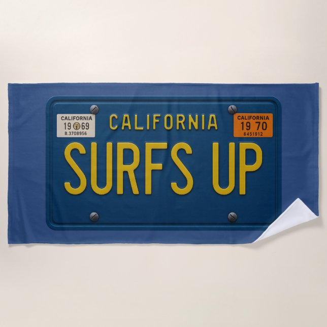 Serviette De Plage Plaque d'immatriculation Rétro 1969 California Sur (Devant)